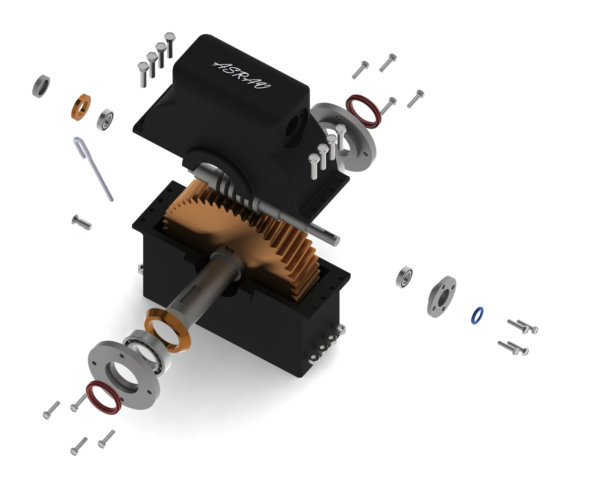 Worm Gear简易蜗轮蜗杆减速箱3D图纸 SOLIDWORKS设计 IGS格式